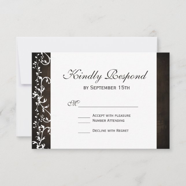Rustic Country Swirls Brown Wedding Cartes RSVP (Devant)
