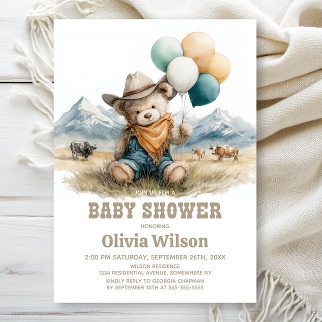 Rustic Country Teddy Bear Baby Shower Invitation Einladung (Von Creator hochgeladen)