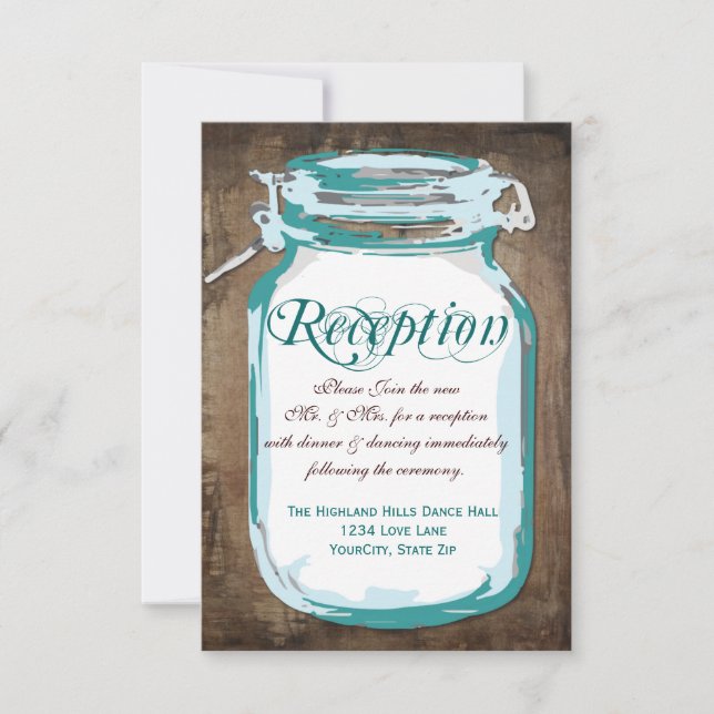 Rustic Country Turquoise Mason Jar Cartes d'accuei (Devant)