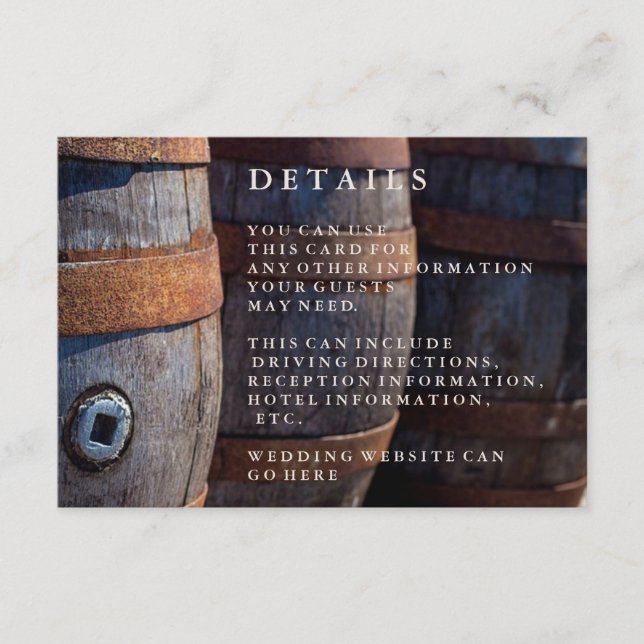 Rustic Country Vineyard Vin Baril Détails carte (Devant)