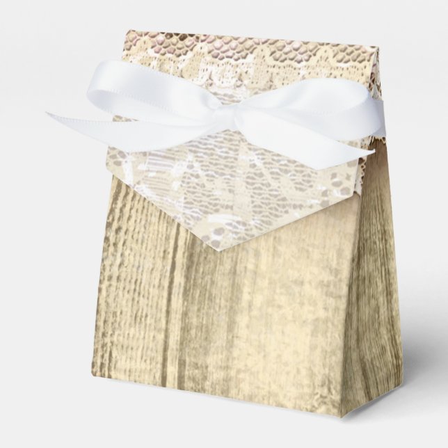 Rustic Country Vintag Lace Wood Gastgeschenk Box Geschenkschachtel (Vorderseite)