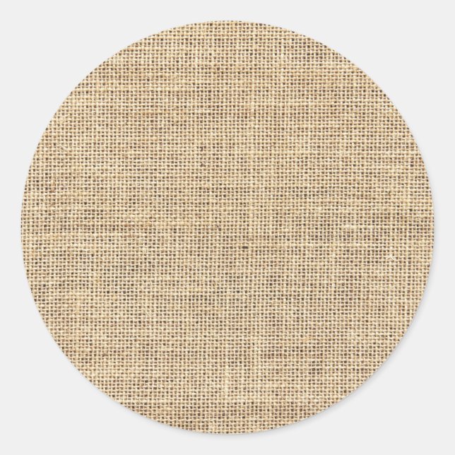 Rustic Country Vintage Burlap Runder Aufkleber (Vorderseite)