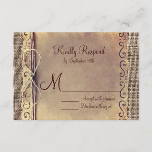 Rustic Country Vintage Burlap Wedding Cartes RSVP