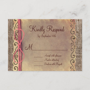 Rustic Country Vintage Burlap Wedding Cartes RSVP