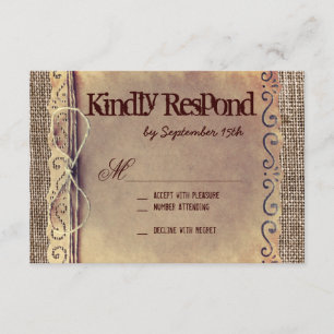 Rustic Country Vintage Burlap Wedding Cartes RSVP