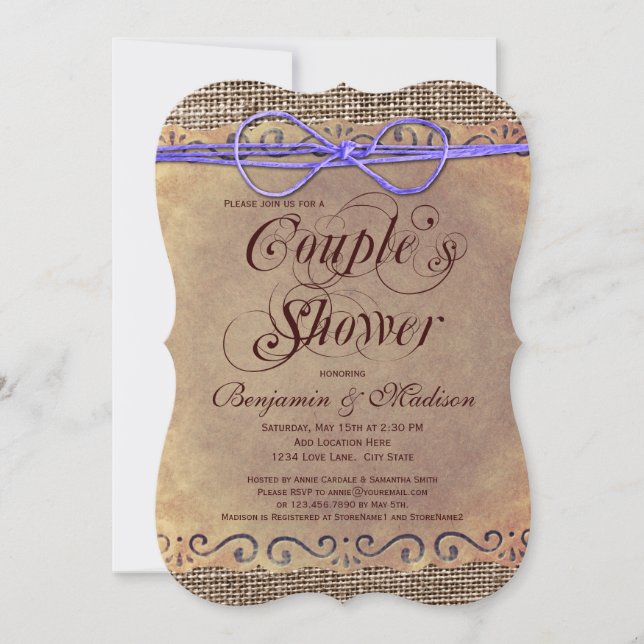 Rustic Country Vintage Couple's Shower Invitations (Devant)