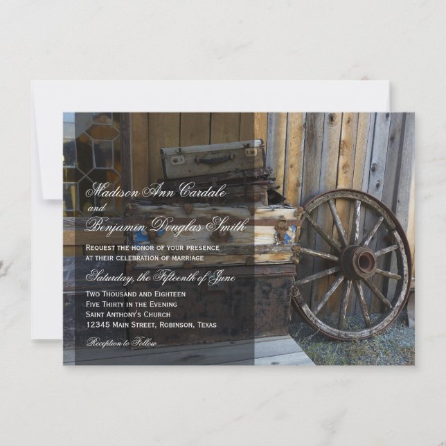 Rustic Country Wagon Wheel Wedel Invitations (Devant)