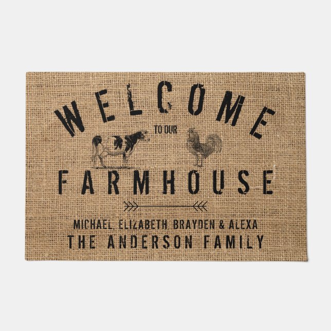 Rustic Country Welcome to our Farmhouse Animals Do Fußmatte (Vorderseite)