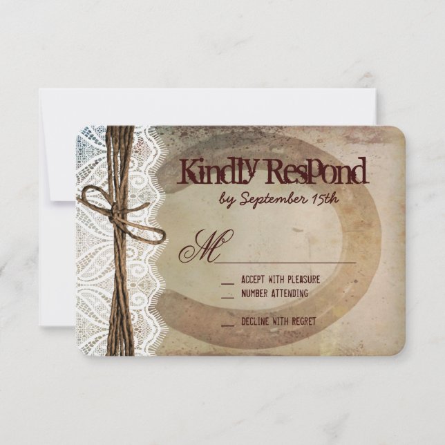 Rustic Country Western Horseshoe Wedding Carte RSV (Devant)