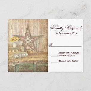 Rustic Country Western Star Wood Wedding Carte RSV