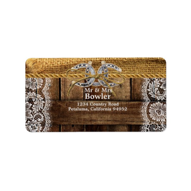 Rustic Country Western Wedding Return AddressLabel Adressaufkleber (Vorne)