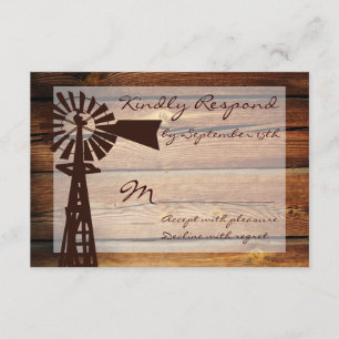 Rustic Country Windmill Wood Wedding Cartes RSVP