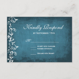 Rustic Country Wirbel Blue Wedding RSVP Cards Karte