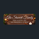 Rustic Country Wood Christmas Rücksendeadresse<br><div class="desc">Dieses einzigartige personalisierte Retourenschild mit Kiefernzapfen und Nüssen aus rustikalem Holz. Sie können zwei Vornamen, Ihren Familiennamen, einen Firmennamen oder jedes andere Format verwenden, das Ihren Bedürfnissen Anzug. Sie können auch den Stil, die Farbe und die Größe des Textes ändern. Eine schöne Ergänzung zu Ihrer Weihnachtskorrespondenz. Erstellen Sie mit den...</div>
