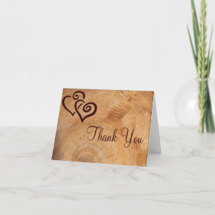 Rustic Country Wood Hearts Mariage Merci Cartes