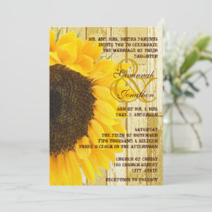 Rustic Coutry Chic Barn Wood Sunflower Wedding Einladung