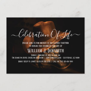 Rustic Cowboy Boots Hat Memorial Service Beerdigun Einladung