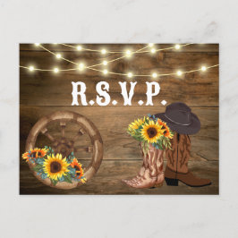 Rustic Cowboy Boots Sonnenblumen Western Wedding R Postkarte
