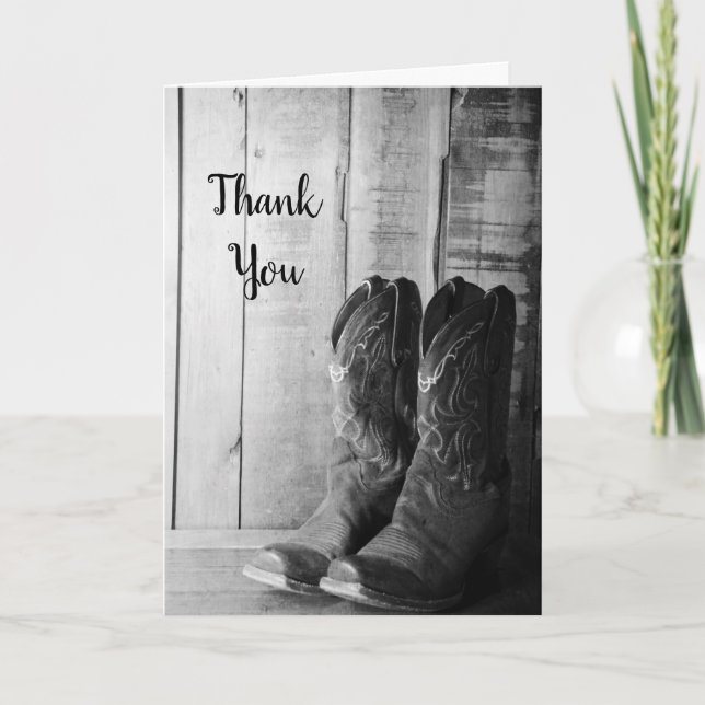 Rustic Cowboy Boots Wedding Trauzeuge Vielen Dank Dankeskarte (Vorderseite)