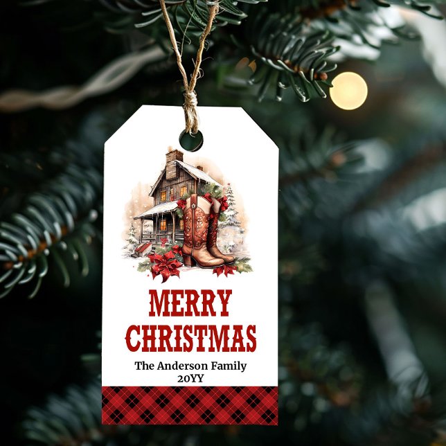 Rustic cowboy Christmas tag editable with custom Geschenkanhänger (Rustic cowboy Christmas tag editable with custom)