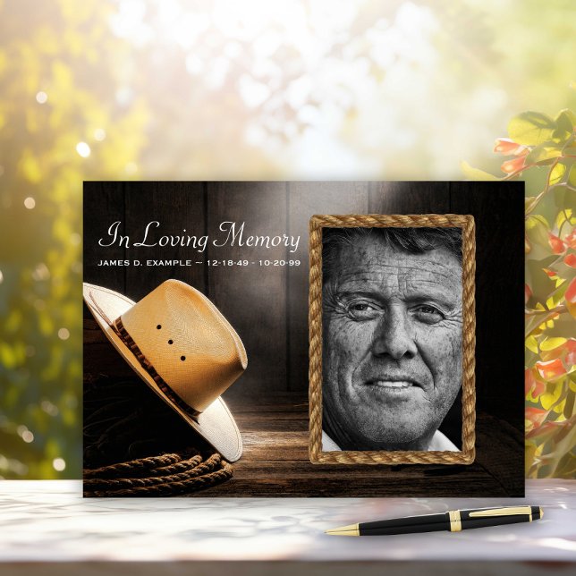 Rustic Cowboy Funeral Memorial Livre d'invité (Cowboy hat and rope rustic memorial and funeral guest book. )