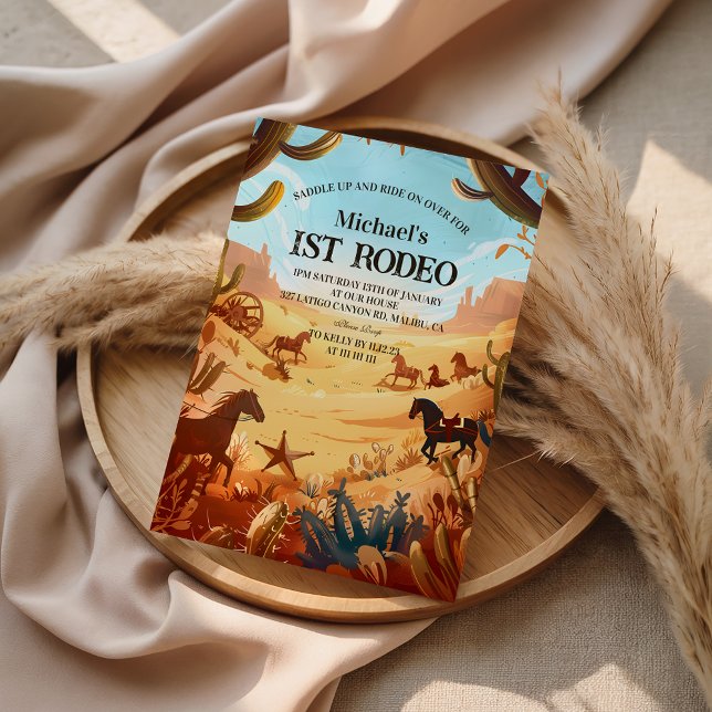Rustic Cowboy Rodeo 1st Birthday Celebration Einladung (Von Creator hochgeladen)