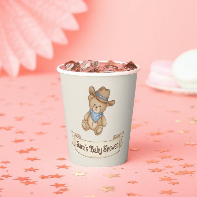 Rustic Cowboy Watercolor Boy Baby Dusche Pappbecher (Insitu)
