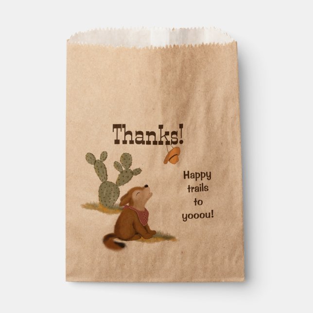 Rustic Cowboy Wild West Animal Danke Geschenktütchen (Vorderseite)