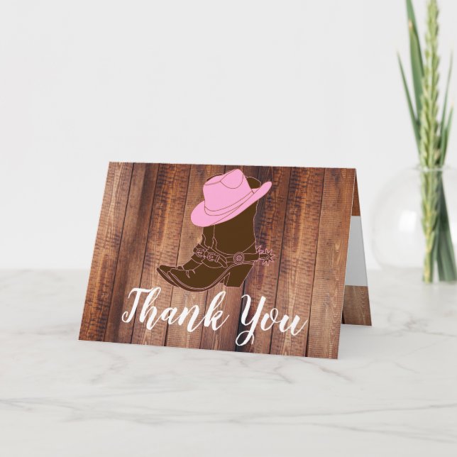 Rustic Cowgirl Boots & Hat Vielen Dank Karte (Vorderseite)