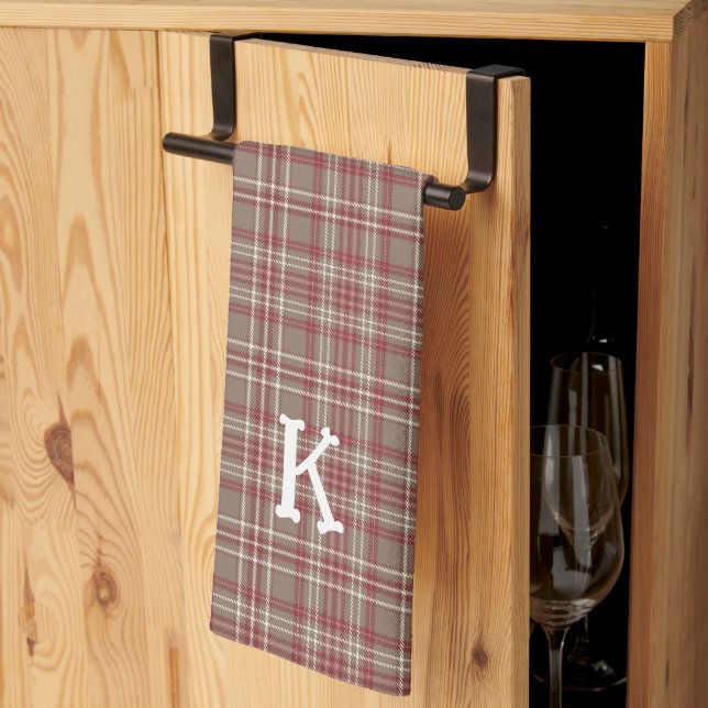 Rustic Cranberry, Dark Tan & White Plaid Kitchen  Geschirrtuch (Drittel gefaltet)
