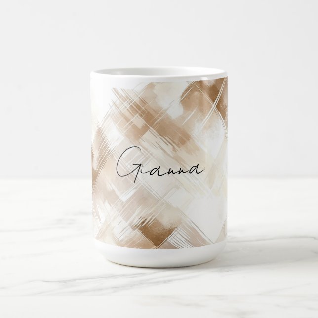 Rustic Cream Brown Stripes Bridal Shower Kaffeetasse (Mittel)