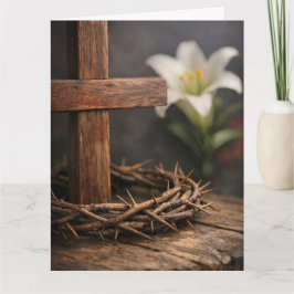 Rustic Cross & Lily Karte
