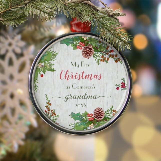 Rustic Custom Foto New Oma 1. Weihnachten Ornament Aus Metall (Von Creator hochgeladen)
