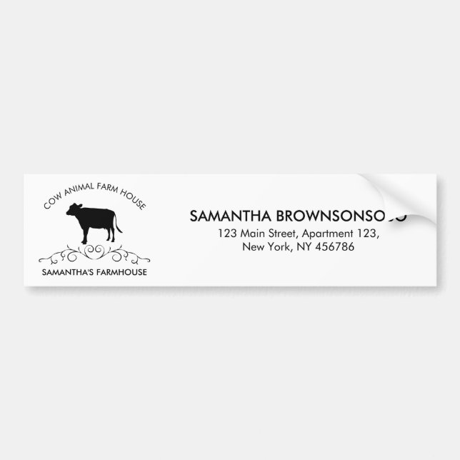Rustic Dairy Farm Design | Ornate Cow Logo Autoaufkleber (Vorne)
