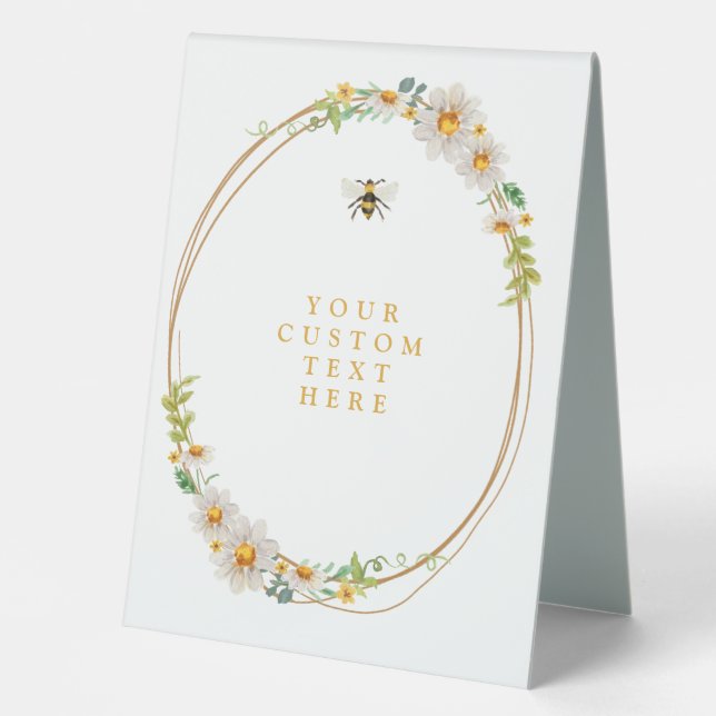 Rustic Daisies & Bee Brautparty Custom Tischaufsteller (Vorderseite)