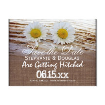 Rustic Daisies Burlap Save the Date Postkarten