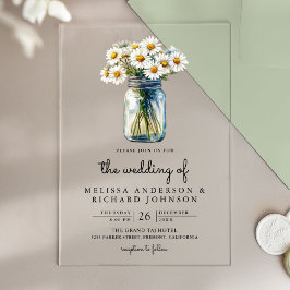 Rustic Daisies Floral Mason Jar Wedding Acryleinladungen