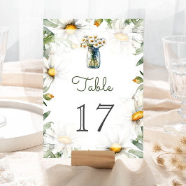 Rustic Daisies Floral Mason Jar Wedding Tischnummer
