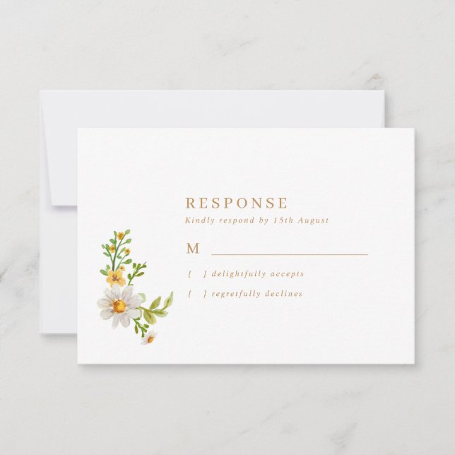 Rustic Daisies Wedding RSVP Karte (Vorderseite)