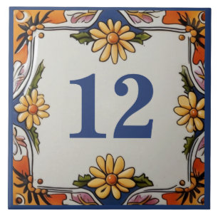 Rustic Daisy Blume Custom House Number Signature P Fliese