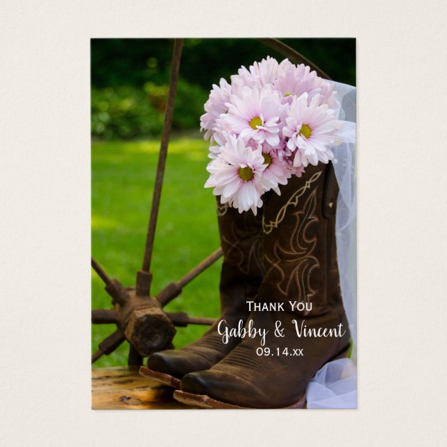 Rustic Daisy Cowboy Boots Gastgeschenk Hochzeit Ta (Vorderseite)