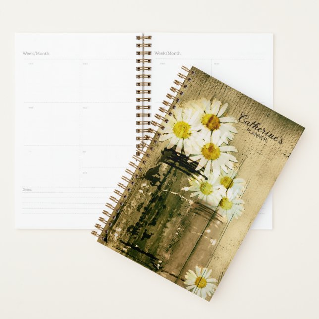 Rustic Daisy et Mason Jar Planner (Devant avec enveloppe)