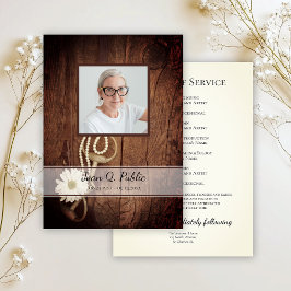 Rustic Daisy Horse Bit Western Beerdigung Service Programm