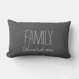 Rustic dark gray Family script monogram name Lendenkissen