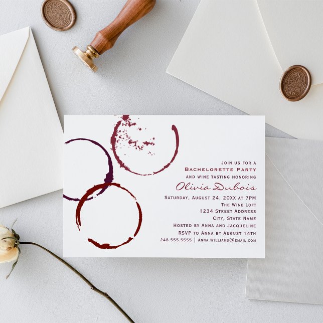 Rustic Dark Red Wine Stain Wedding Bachelorette Einladung (Von Creator hochgeladen)