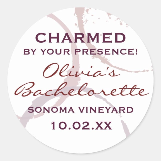 Rustic Dark Red Wine Stain Wedding Bachelorette Runder Aufkleber (Vorderseite)