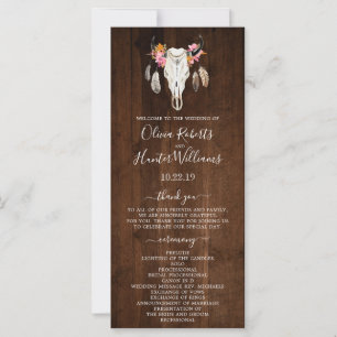 Rustic Dark Wood Antler Programme de mariage du cr
