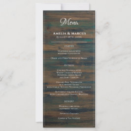 Rustic Dark Wood White Script Wedding Menu
