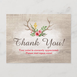 Rustic Deer Antler Bohemisches Blumenholz Vielen D Postkarte