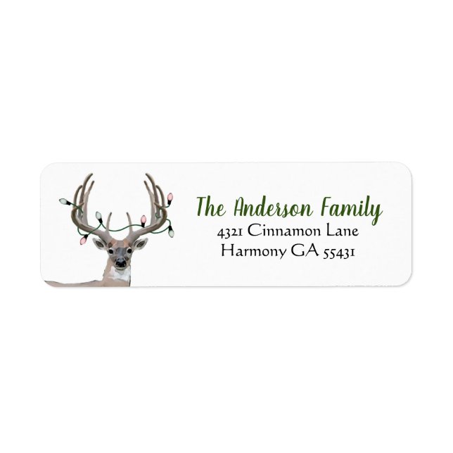Rustic Deer Antlers geben das Adressetikett zurück (Vorne)